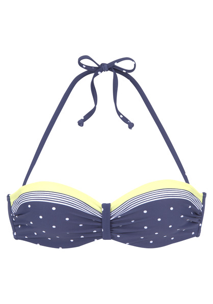 LASCANA Bügel Bandeau Bikini Top Monri blau gelb bedruckt Cup C 34