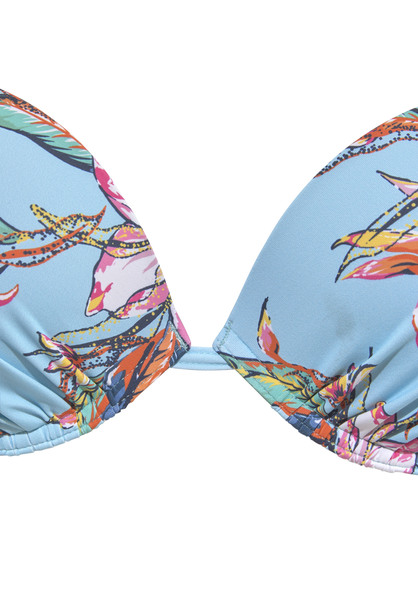 LASCANA Push Up Bikini Top Malia Hellblau Bedruckt Cup B 34