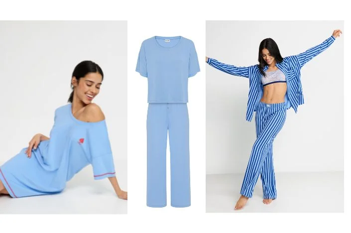Nightwearstyles gestreift und blau unifarben von LSCN BY LASCANA