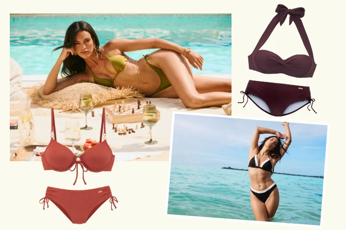 LASCANA minimalistischer schwarzer Badeanzug am Strand