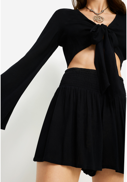 Strandset: Crepebluse und Shorts