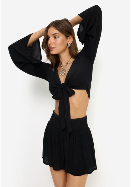 Strandset: Crepebluse und Shorts