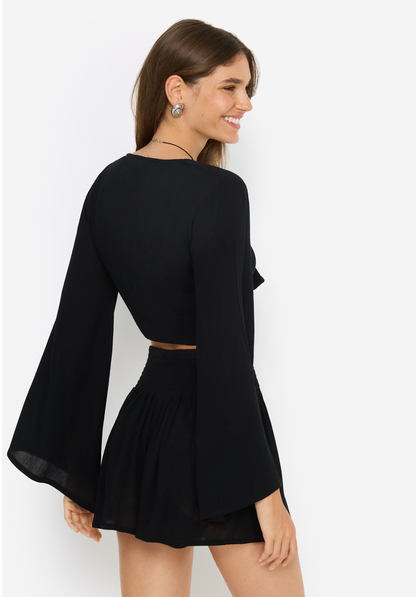 Strandset: Crepebluse und Shorts