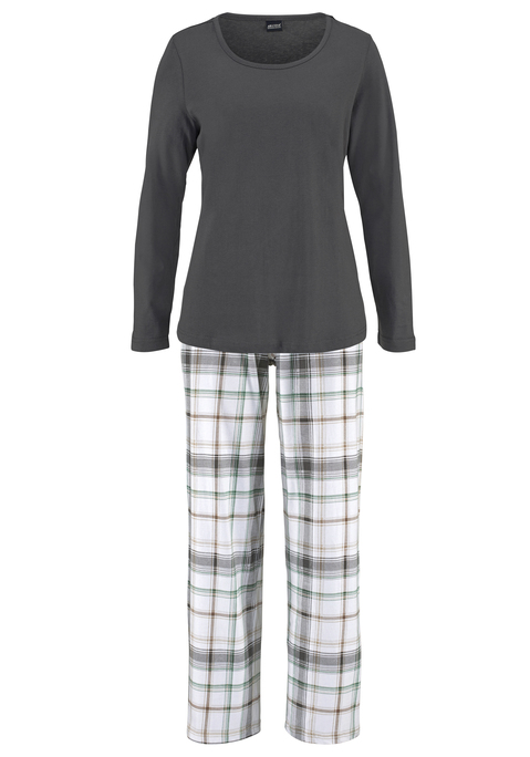 ARIZONA Damen Pyjama dunkelgrau-weiß Gr.32/34