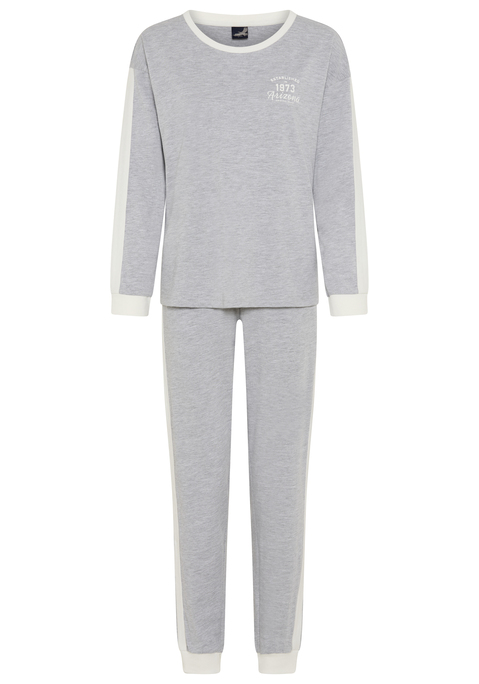 Bild: Pyjama von Arizona: Pyjama von Arizona. Langarmshirt und überschnittenen Schultern. Kontrast-Rippbündchen an Rundhalsausschnitt und Ärmelsaum. Lange Hose mit Eingrifftaschen. Rippbündchen an Taille und Saum. Aus trageangenehmem  Baumwoll-Mix.