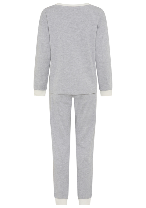 Bild: Pyjama von Arizona: Pyjama von Arizona. Langarmshirt und überschnittenen Schultern. Kontrast-Rippbündchen an Rundhalsausschnitt und Ärmelsaum. Lange Hose mit Eingrifftaschen. Rippbündchen an Taille und Saum. Aus trageangenehmem  Baumwoll-Mix.