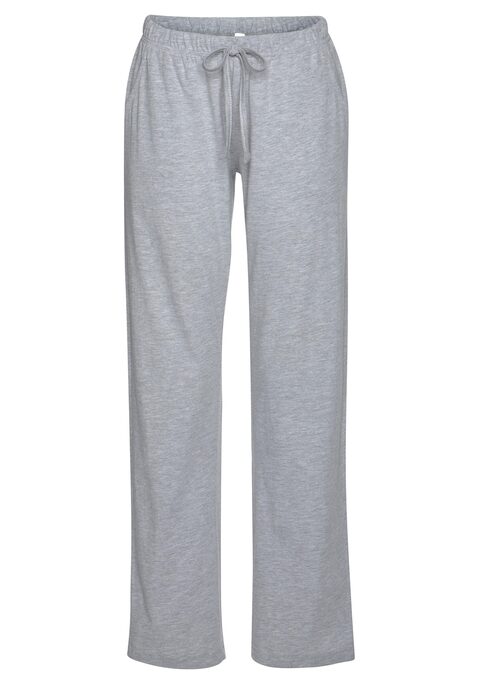 Bild: Pyjama von Arizona: Lust auf was Bequemes? Dann ist der sportlich-lässige Melange-Pyjama im Doppelpack von Arizona genau das Richtige für dich. Der Schlafanzug präsentiert sich mit schönem Design und im komfortablen Materialmix. Das langärmelige Schlafshirt hat einen Rundhalsausschnitt und einfarbige Bündchen an Ärmeln und Saum. Die lange Schlafhose bietet dir dank elastischem Tunnelzugbund einen perfekten Sitz und optimale Bewegungsfreiheit. Seitliche Eingrifftaschen runden den Look der Schlafanzughose perfekt ab, während die weiche Single-Jersey-Qualität mit hohem Baumwollanteil superangenehm auf der Haut liegt und den Wohlfühl-Style vollendet. Ein Basic-Set zum Entspannen – der melierte Pyjama von Arizona!  Aus 60% Baumwolle und 40% Polyester. Grau melange 90% Baumwolle, 10% Polyester