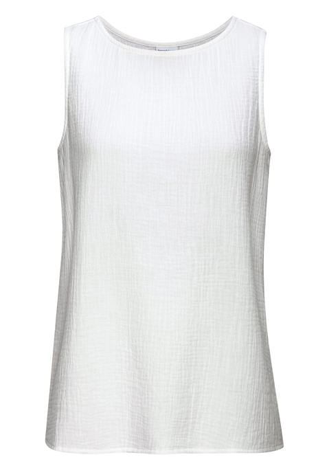 Bild: Blusentop von Beachtime: Unifarbenes Blusentop von Beachtime. Mit breiten Trägern. Lockere Passform. Hüftlang. Gerader Saumabschluss. Ohne Verschluss. Sommerliche Musselinware aus reiner Baumwolle.
