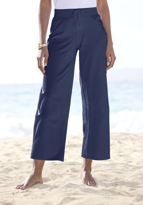 Bild: 7/8-Strandhose von Beachtime by Lascana: 7/8-Jerseyhose von Beachtime. Bequemes Bündchen mit Kordelzug. Weite Beinform. Länge ohne Bund ca. 80 cm. Aus 95% Baumwolle (unterstützt Cotton made in Africa), 5% Elasthan
