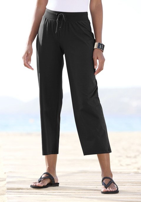 Bild: 7/8-Strandhose von Beachtime by Lascana: 7/8-Jerseyhose von Beachtime. Bequemes Bündchen mit Kordelzug. Weite Beinform. Länge ohne Bund ca. 80 cm. Aus 95% Baumwolle (unterstützt Cotton made in Africa), 5% Elasthan
