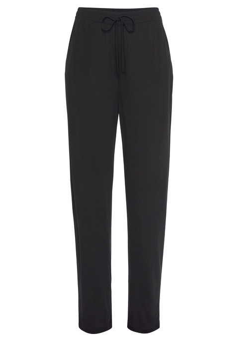 Bild: Jerseyhose von Beachtime by Lascana: Jerseyhose mit schmal zulaufendem Bein. Mit elastischem Gummizug am Bund, seitlichen Eingrifftaschen. Lässige Passform. Weich  fließende Qualität aus 100% Viskose.