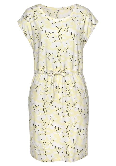 Bild: Jerseykleid von Beachtime by Lascana: Elegantes Kleid von Beach Time mit hübschem Blumenmuster und seitlichen Taschen. Kurze, überschnittene Ärmel. Freizeitgerechte Passform mit Tunnelzug in der Taille. Ideal für einen lässigen Sommerlook. Weicher Jersey-Baumwollmix.