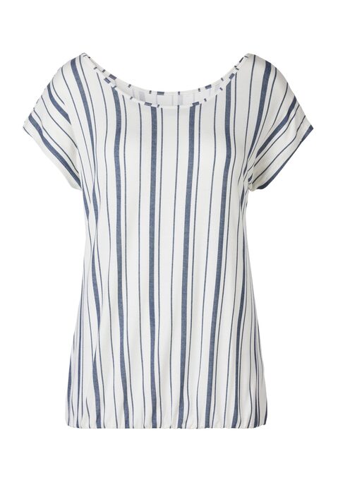 Bild: Kurzarmshirt von Beachtime by Lascana: Beachtime Shirt mit modischem Streifen. Gummizug am Bund für eine lockere Passform. Aus weich fließender Viskose-Elasthan-Qualität.