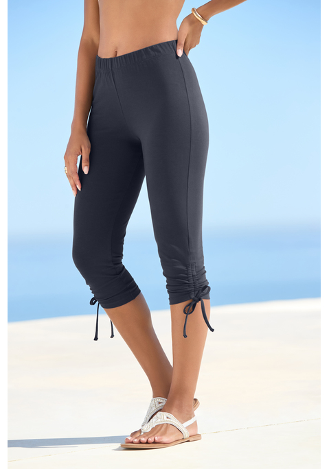 Bild: Caprileggings von Beachtime by Lascana: Caprihose von Beachtime mit seitlichen Tunnelzügen. Elastischer Hosenbund. Eng anliegende Passform. Bequemer Stretchjersey.