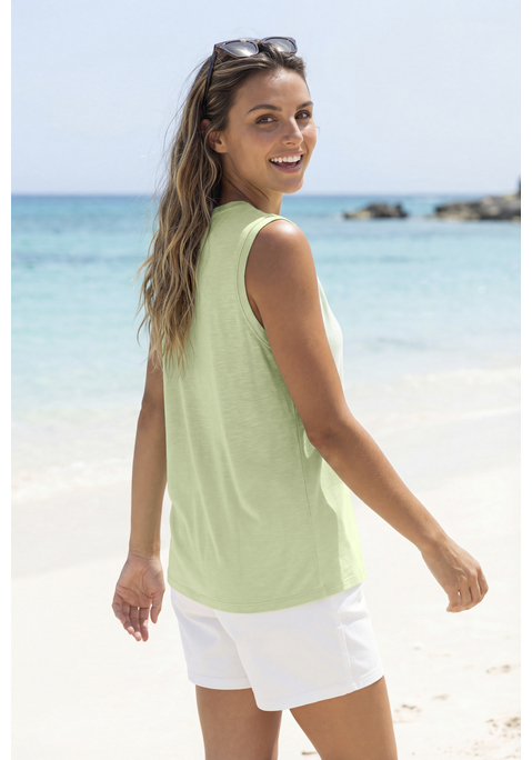 Bild: Shirttop von Beachtime by Lascana: Luftiges unifarbenes Top von Beachtime in lässiger Passform. Rundhalsausschnitt und breite Schultern. Perfekt zu vielen Sommerlooks, für Freizeit und Urlaub. Angenehm weiche und anschmiegsame Slub-Qualität aus elastischer Viskose.