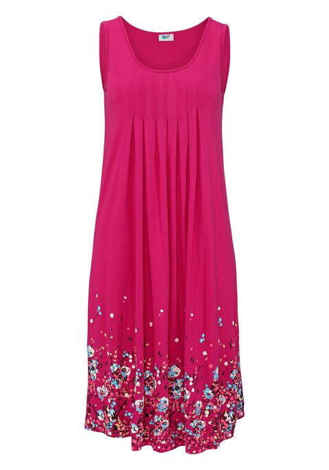 Bild: Strandkleid von Beachtime by Lascana: Strandkleid in Hängerchenform mit eingelten Falten unterhalb der Brust und rundum bedrucktem Rockteil. Länge ca. 90 cm. Weich fließende Qualität aus 100% Viskose.