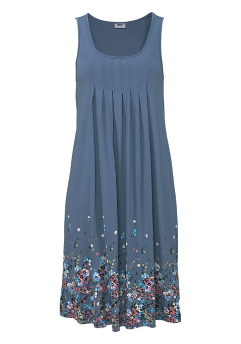 Bild: Strandkleid von Beachtime by Lascana: Strandkleid in Hängerchenform mit eingelten Falten unterhalb der Brust und rundum bedrucktem Rockteil. Länge ca. 90 cm. Weich fließende Qualität aus 100% Viskose.