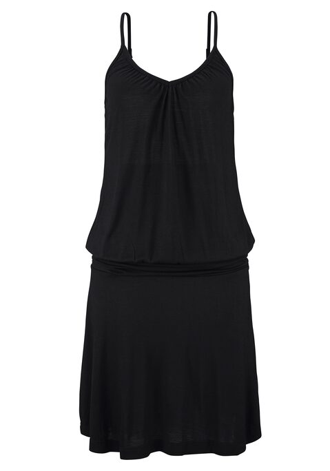 Bild: Strandkleid von Beachtime by Lascana: Kleid von Beachtime in unterschiedlichen Farbvarianten. Verstellbare Spaghettiträger. Aufwendige Raffungen in Hüfthöhe. Länge ca. 94 cm. Aus 100% Viskose.