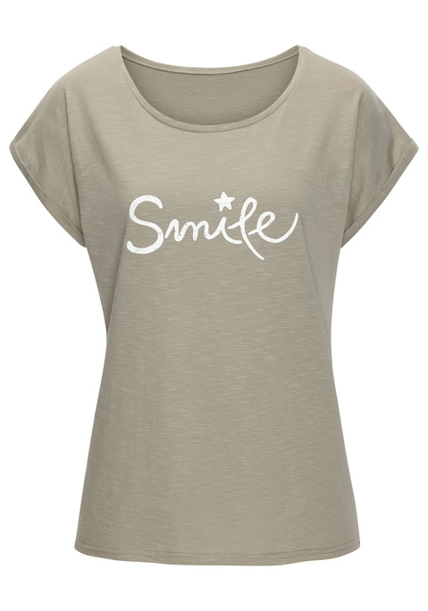 Bild: T-Shirt von Beachtime by Lascana: Locker fallendes T-Shirt mit kunstvollem Frontdruck und weitem Rundhalsausschnitt. Einsatz von Baumwolle, die die Initiative Cotton made in Africa unterstützt.