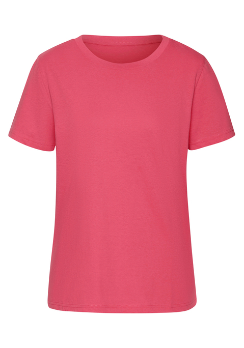 Bild: T-Shirt von Beachtime by Lascana: Klassisches T-Shirt von Beachtime. Unifarben. Rundhalsausschnitt. Seitliche Saumschlitze. Locker fallende Passform. Hochwertiger Baumwoll-Jersey.