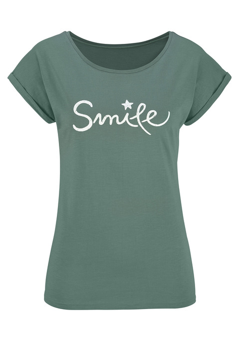 Bild: T-Shirt von Beachtime by Lascana: Locker fallendes T-Shirt mit kunstvollem Frontdruck und weitem Rundhalsausschnitt. Einsatz von Baumwolle, die die Initiative Cotton made in Africa unterstützt.