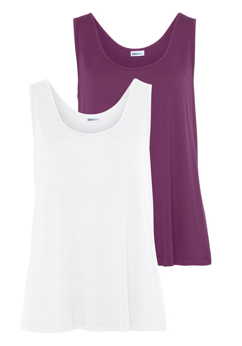 Bild: Tanktop von Beachtime by Lascana: Tanktops im 2er-Pack. Mit tiefem Rundhalsausschnitt. Lässige Passform.  Weich fließende Qualität aus 100% Viskose.