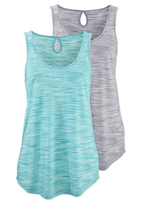 Bild: Tanktop von Beachtime by Lascana: Stylische Tanktops von Beach Time im 2er-Pack mit Rundhalsausschnitt und kleinem Cut-out im Nacken. Zweifarbiger Struktureffekt. Gerundeter Saum. Aus pflegeleichter Qualität.