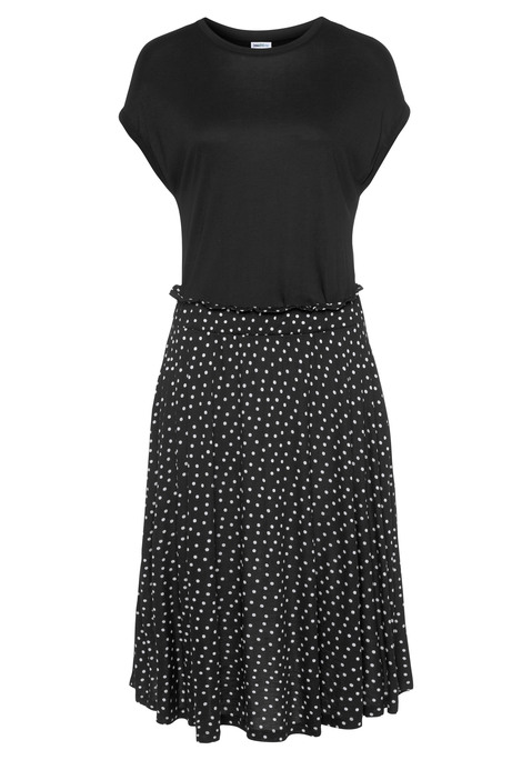 BEACHTIME Jerseykleid Damen schwarz-gepunktet-bedruckt Gr.40
