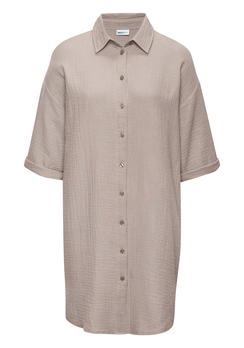 Bild: Longbluse von Beachtime: Longbluse von Beachtime. Locker geschnitten mit überschnittenen Schultern. Abgerundeter Saumabschluss. Durchgehende Knopfleiste. Aus reiner Baumwolle.