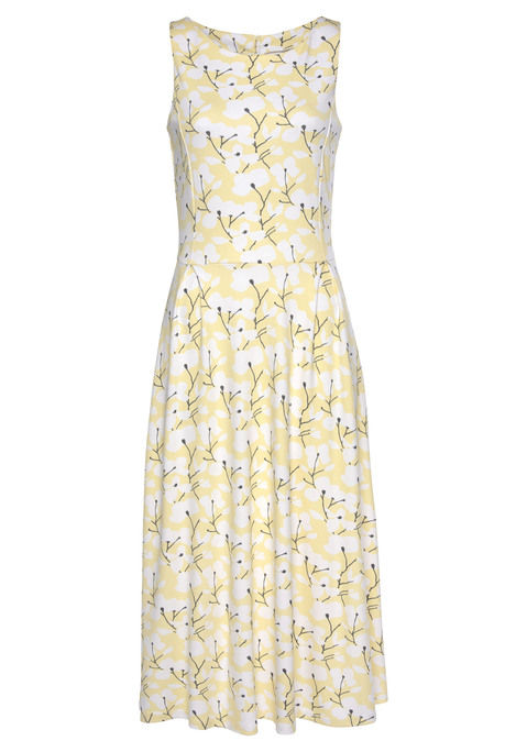 Bild: Midikleid von Beachtime: Bezauberndes Midikleid von Beachtime. Mit Allover-Druck. Rundhalsausschnitt. Raffiniert: Rücken mit Nackenschlitz und Knopf. Mit figurschmeichelnden Teilungsnähten. Rockteil ausgestellt. Aus blickdichtem Material.