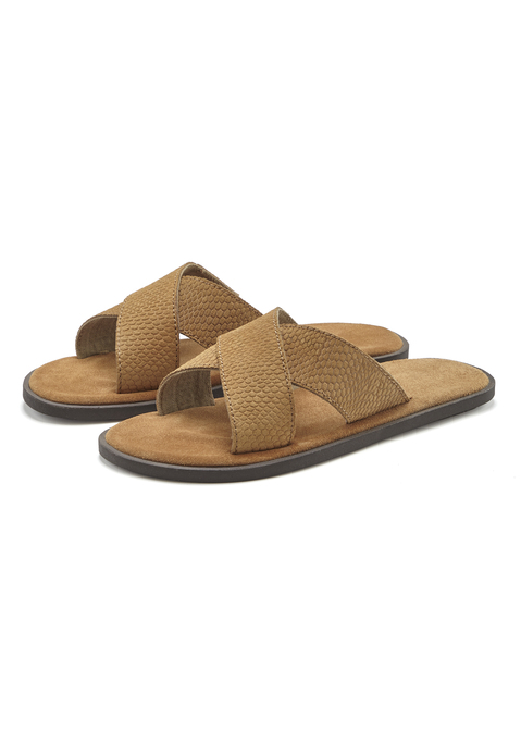 Bild: Pantolette von Beachtime: Obermaterial aus Rindsleder. Futter aus Textil. Decksohle aus Rindsleder. Laufsohle aus Synthetik.