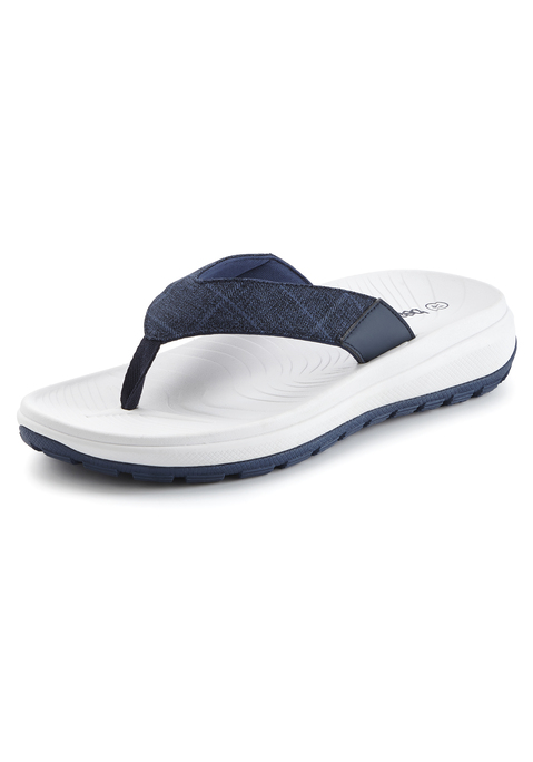 Bild: Pantolette von Beachtime: VEGAN. Mit wasserabweisender Sohle. Hervorragend geeignet für Strand und Pool. Obermaterial und Futter aus Textil. Decksohle und Laufsohle aus Synthetik.