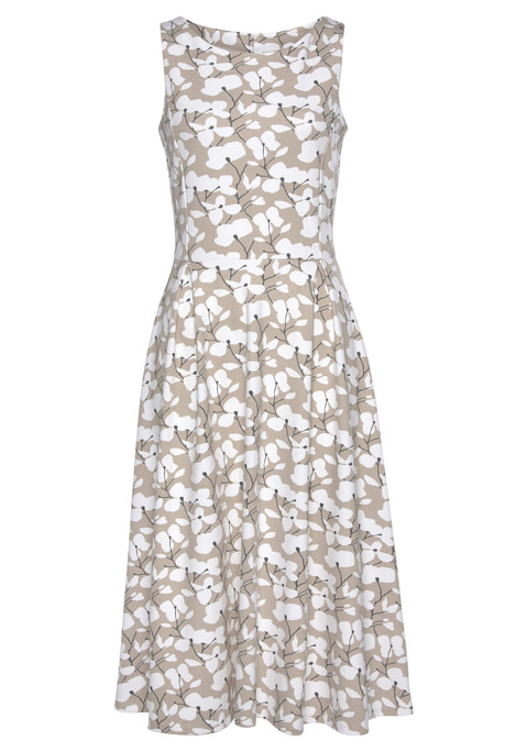 Bild: Sommerkleid von Beachtime: Bezauberndes Midikleid von Beachtime. Mit Allover-Druck. Rundhalsausschnitt. Raffiniert: Rücken mit Nackenschlitz und Knopf. Mit figurschmeichelnden Teilungsnähten. Rockteil ausgestellt. Aus blickdichtem Material.