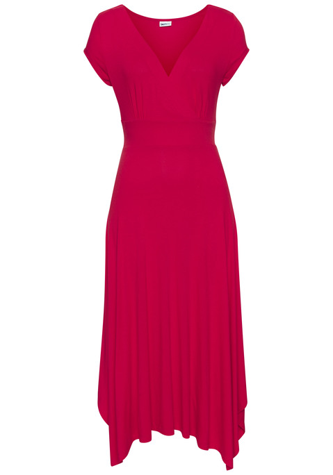 Bild: Sommerkleid von Beachtime: Unifarbenes Sommerkleid von Beachtime. Überlappender V-Ausschnitt. Weit schwingender Rock in Zipfelform mit fixierten Bändern zum Binden. Breiter Einsatz unter der Brust. Rocklänge ca. 72 cm.  Aus 95% Viskose, 5% Elasthan.