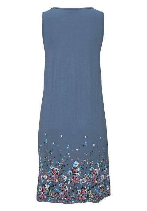Bild: Strandkleid von Beachtime: Strandkleid in Hängerchenform mit eingelten Falten unterhalb der Brust und rundum bedrucktem Rockteil. Länge ca. 90 cm. Weich fließende Qualität aus 100% Viskose.