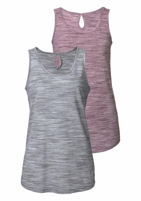 Bild: Tanktop von Beachtime: Stylische Tanktops von Beach Time im 2er-Pack mit Rundhalsausschnitt und kleinem Cut-out im Nacken. Zweifarbiger Struktureffekt. Gerundeter Saum. Aus pflegeleichter Qualität.