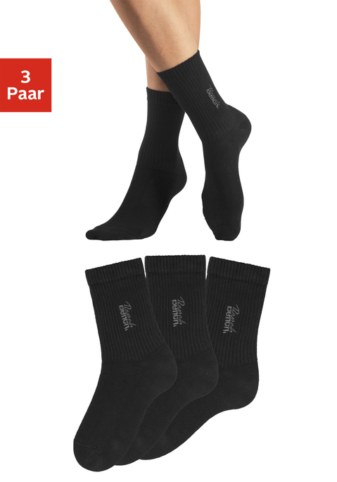 Bild: Basicsocken von Bench.: Basic-Socken im 3er-Pack von Bench. Mit hochwertiger Logostickerei für guten Style. Druckfreies Bündchen und keine störende Zehennaht für mehr Komfort. Aus einem hautfreundlichen Baumwollmix.