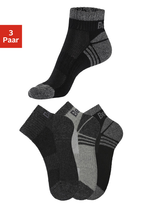 Bild: Kurzsocken von Bench.: Komfortable Kurzsocken von Bench im 3er-Pack. Temperaturausgleichende Piquéstruktur. Perfekte Passform dank elastischem Bündchen und Mittelfußgummi. Weich gepolsterte Sohle für Gehkomfort. Gemacht für Freizeit und Training. Hautsympathischer Baumwollmix.