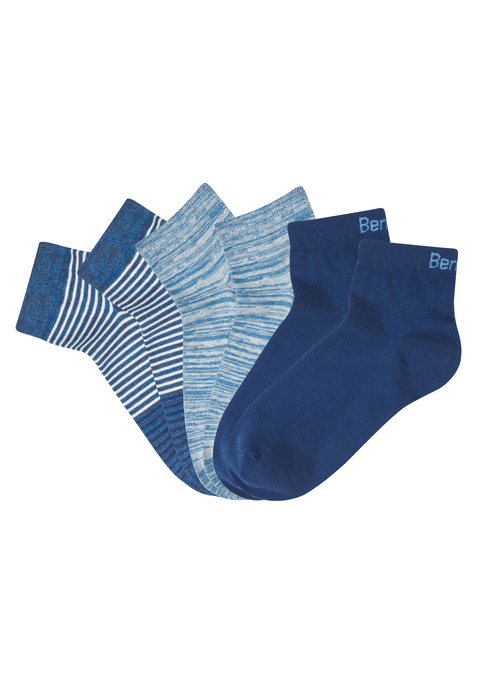 Bild: Kurzsocken von Bench.: Weiche Kurzsocken im 6er-Pack von Bench in drei unterschiedlichen Designs: unifarben, gestreift, meliert. An Ferse und Spitze verstärkt. Aus einer elastischen Baumwollmischung.