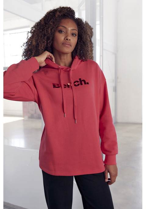 Bild: Hoodie von Bench. Loungewear: Unifarbener Hoodie von Bench mit glänzendem Folienprint auf der Vorderseite. Lange Ärmel mit Rippbündchen. Tunnelzug und seitliche Saumschlitze. Weiche, kuschelige Qualität.