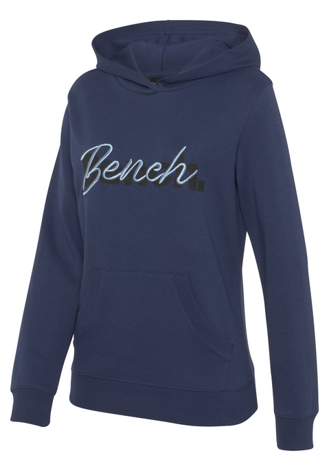 Bild: Kapuzensweatshirt von Bench. Loungewear: Trendiger Hoodie von Bench. Kapuze und Kängurutasche. Logodruck und -stickerei. Figurnaher Schnitt. Schön für Freizeit und Sport. Aus weichem elastischem Baumwollmix.