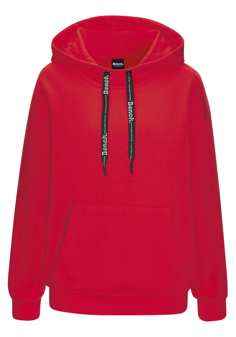 Bild: Kapuzensweatshirt von Bench. Loungewear: Klassisches Kapuzensweatshirt von Bench Loungewear. Markante, kontrastfarbene Kordelbänder an der Kapuze. Kängurutasche. Gerippte Bündchen an den Säumen. Zu vielen verschiedenen Outfits passend. Trageangenehmer Sweat.