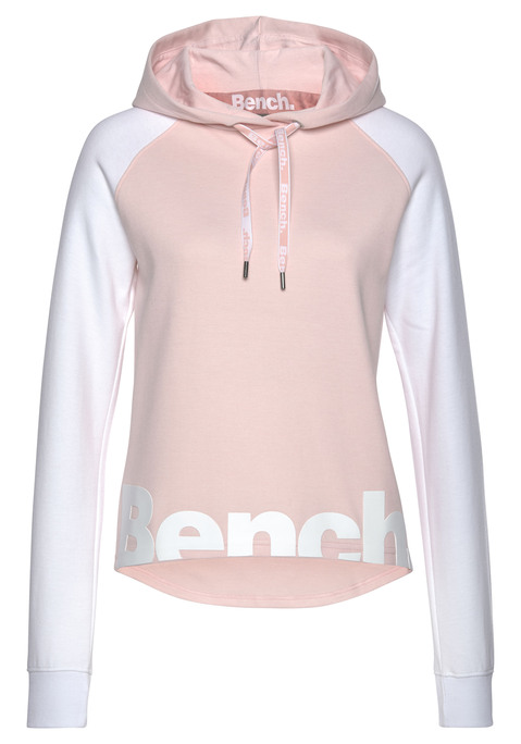 BENCH. LOUNGEWEAR Kapuzensweatshirt Damen weiß-rosa Gr.32/34