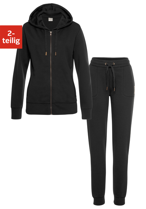 Bild: Loungeanzug von Bench. Loungewear: Gemütlicher BENCH Hausanzug in Unifarben bestehend aus Sweatjacke mit Eingrifftaschen und Hose mit elastischen Bündchen. Aus 60% Baumwolle, 40% Polyester.