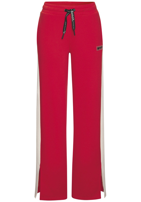 Bild: Loungehose von Bench. Loungewear: Sportliche Wide-leg-Pants von Bench Loungewear. Kontrastfarbene Galonstreifen und Saumschlitze seitlich. Kleines Logo auf dem Bein. Elastischer Kordelzugbund. Seitliche Eingrifftaschen. Trageangenehme Qualität.