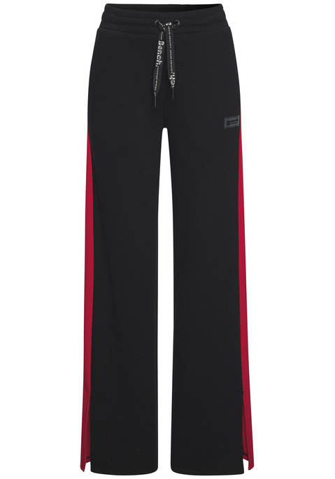 Bild: Loungehose von Bench. Loungewear: Sportliche Wide-leg-Pants von Bench Loungewear. Kontrastfarbene Galonstreifen und Saumschlitze seitlich. Kleines Logo auf dem Bein. Elastischer Kordelzugbund. Seitliche Eingrifftaschen. Trageangenehme Qualität.