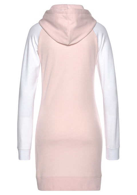 Bild: Sweatkleid von Bench. Loungewear: Sweatkleid von Bench. Kapuze mit bedrucktem Kordelzug und Kontrastfarbene Raglanärmel. Aus 60% Baumwolle (unterstützt Cotton made in Africa), 40% Polyester.