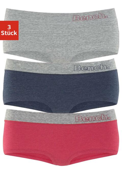 Bild: Panty von Bench.: Coole, hüftig geschnittene Pantys von Bench im 3er-Pack. Besonders breites Bündchen mit Logodruck seitlich. Aus hochwertiger, elastischer Baumwolle.