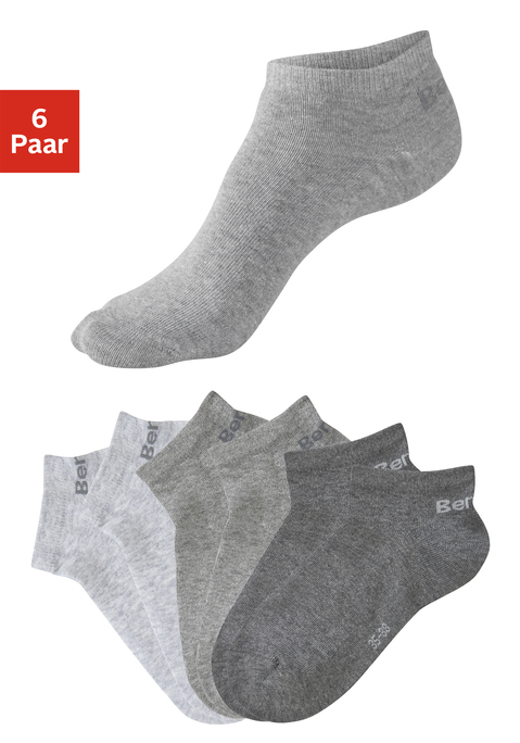 Bild: Sneakersocken von Bench.: 6er-Pack unifarbene Sneakersocken von Bench. Mit kontrastfarbenem Markenlogo am Hacken. Ohne Frottee. Ideal für Sport und Freizeit. Angenehme, elastische Baumwollmischung.