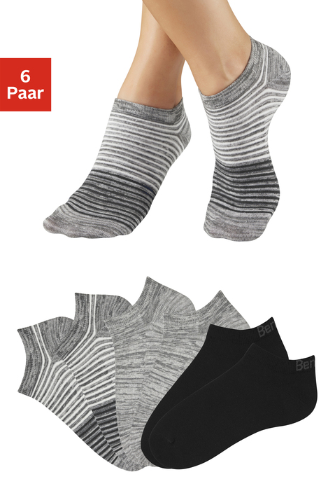 Bild: Sneakersocken von Bench.: Weiche Sneakersocken im 6er-Pack von Bench in drei unterschiedlichen Designs: unifarben, meliert, gestreift. An Ferse und Spitze verstärkt. Aus einer trageangenehmen Baumwollmischung.